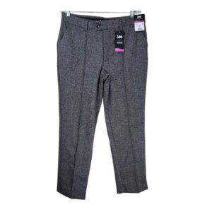 Lee Comfort & Style Herringbone Tweed Knit Straight Leg Pants Sz 14M